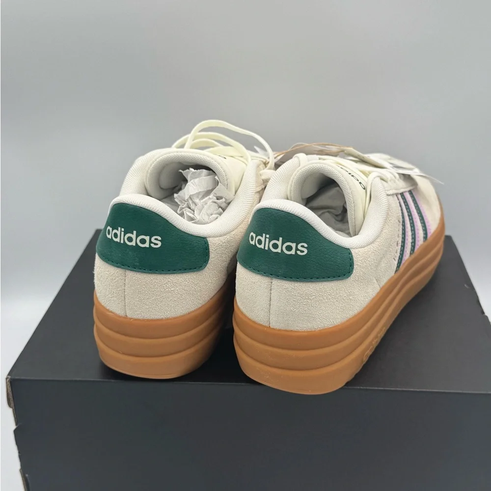 Adidas VL Court Bold Cream Sneakers with Green and Pink Stripes 10womens new - Picture 9 of 9